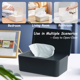 Wipes Dispenser, Wipe Holder for Baby & Adult, Seposeve Refillable Wipe Container, Keeps Wipes Fresh, Far from Dirty Wipes, Easy Open/Close Wipes Pouch Case, Black