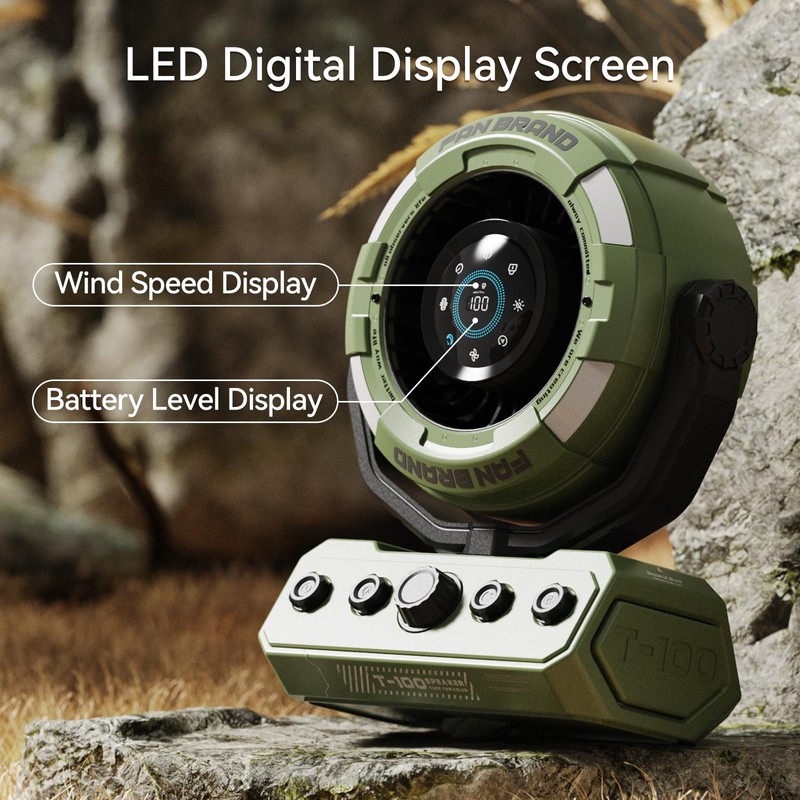 KIMMOO 20000mAh Portable Camping Fan Rechargeable, Powerful 100 Speeds, Digital