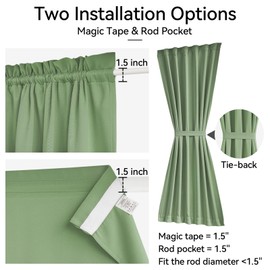 Vatge Sage Green French Door Blackout Curtains,40 Inch Long Classroom Window Cover, 1 Panel, W25 x L40, Sage Green