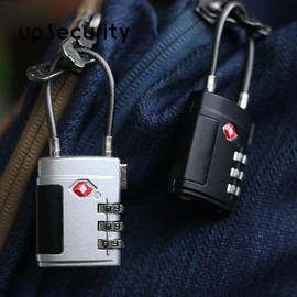 UP Security TSA Locks for Luggage, Small Padlock Combination, Luggage Locks TSA Approved, Combo Padlocks with Cable for Suitcase, Gym Locker, Backpack, Gun Case, Bag Zipper, Tool Box (Black+Black)