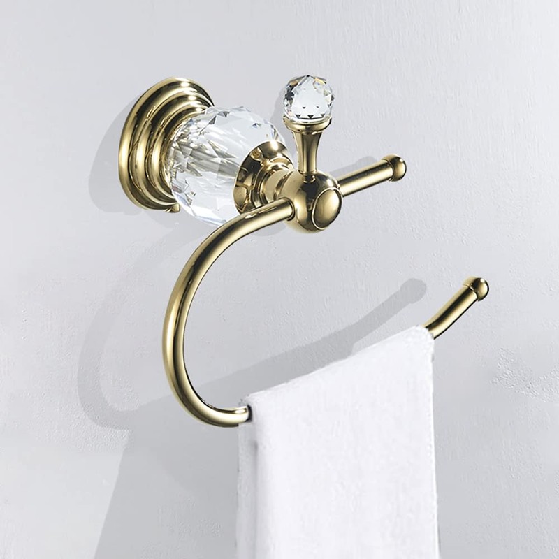 WOLIBEER Polished Gold Toilet Paper Holder, Brass Crystal Tissue Holder