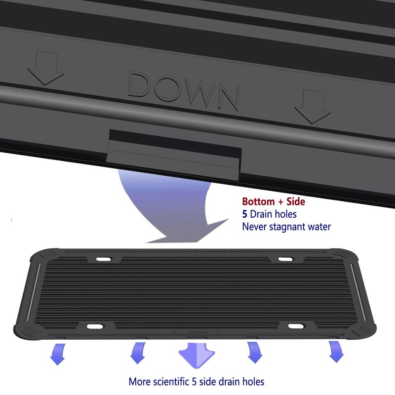 Aootf Black License Plate Frames-2 Pack Silicone License Plate Cover