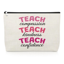 Gevody Teacher Appreciation Gifts Makeup Bag Teacher Gifts for Women Teaching Assistant Cosmetic Pouch Zipper Bags Teaching Birthday End of Year Retirement Christmas Valentines Day Thank You Presents