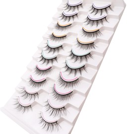Losha Manga Lashes Fluffy Faux Mink Lashes Natural Look 5 Style Mixed Fake Eyelashes 10 Pairs Anime Lashes Look Like Individual Clusters (Mix)