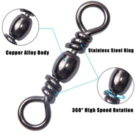 100pcs Barrel Swivels Fishing Saltwater Freshwater Fishing Tackle Line Connector Solid Ring Fishing Swivels High Strength Catfish Terminal Tackle Accessories