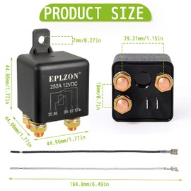 EPLZON 250A Continuous Duty Relay 250 Amp 12V DC 5 Pin SPST Automotive Power Starter Split Charge Relay for Truck Boat Marine RV Camper