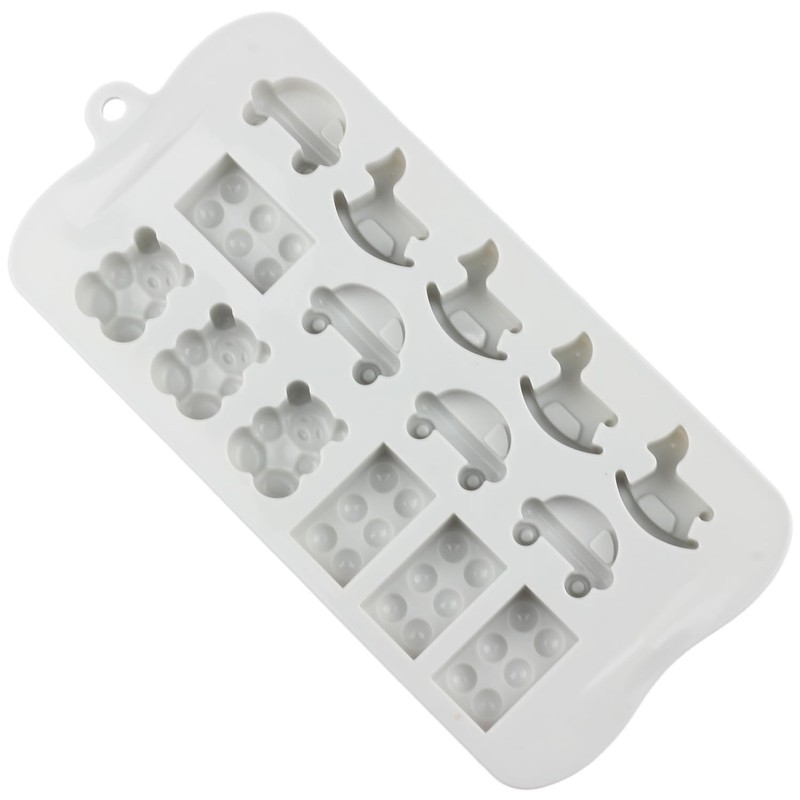 AIBOYA 15 Cavity Bear Silicone Candy Molds Car Wooden Horse