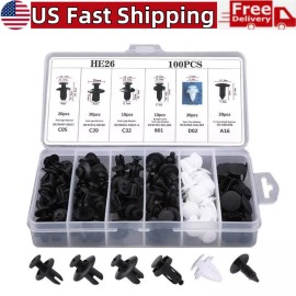 Unbranded Bumper Clips Set 100Pcs Car Clips Plastic Rivets Fasteners Push Pin Retainer Kit
