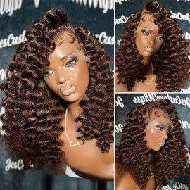 FFEGG 5x5 SKINLIKE Real Chocolate Brown Loose Wave HD Lace Closure Wigs Hman Hair 250% Density 0.10mm Ultra-thin Swiss Lace Pre-plucked Bleached Small Knots With Baby Hair Loose Wave Wigs 18 Inch