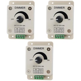 MTDELE 3Pcs 12v LED Dimmer DC 12-24V LED dimmer Switch Compatible with for LED Strips, Ribbon Lights, Rigid Strips and Other Strips