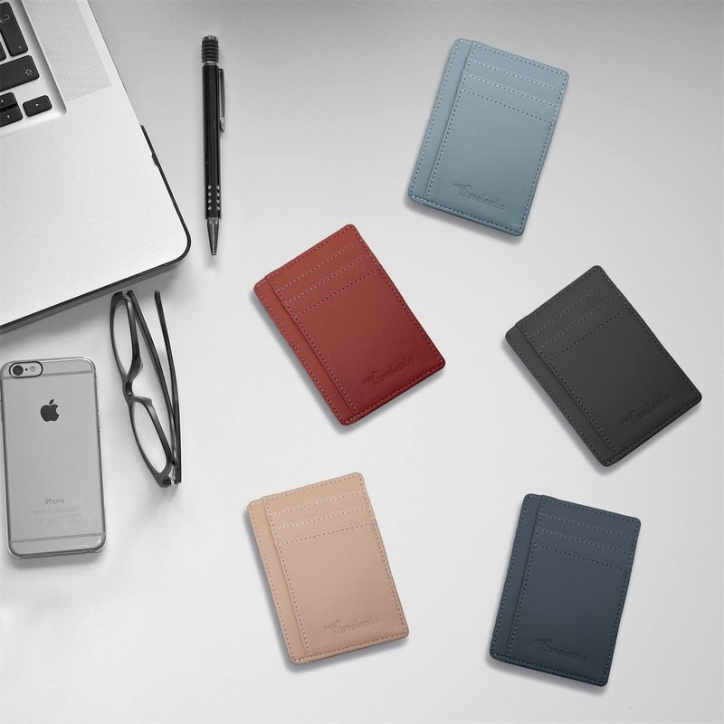 Travelambo Front Pocket Minimalist Leather Slim Wallet RFID Blocking Medium