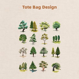 CHOTYE Aesthetic Tote Bag for Women Reusable Grocery Bags for Vacation, Shopping, Travel, Beach (Ecological Forest Grid)