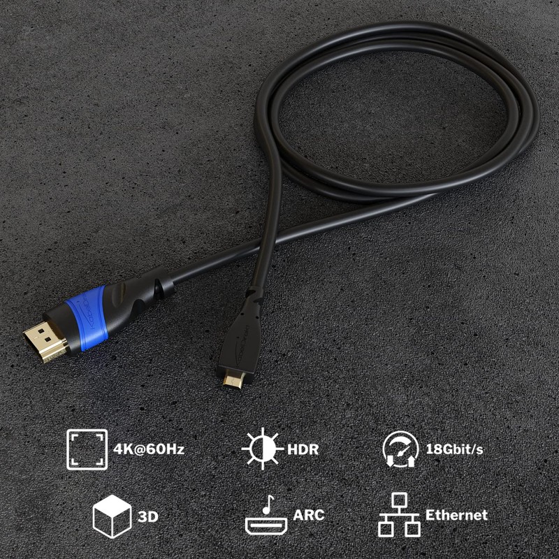 KabelDirekt 1m Micro HDMI to HDMI Cable (1080p 4K 3D