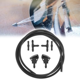 X AUTOHAUX 7pcs Front Windshield Washer Nozzles for Hyundai Tiburon Elantra Sonata 2 Meters Windshield Washer Hose with 4pcs Connectors Replaces 98630YY000