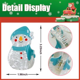 1 Pack Christmas Hair Claw Clips Blue Snowman Design Hair Clips Strong Hold Large Acrylic Claw Clips for Thick or Thin Hair Winter Xmas Hair Accessories Non-slip Hair Barrette Grip Clip for Women Girl