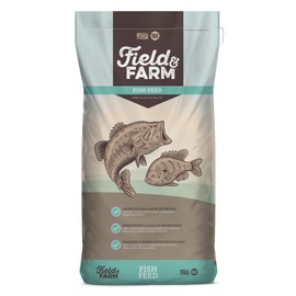 KENT Field and Farm Fish Feed, Pond Stocker 32, High Protein, Ruminant Meat-Free, Bone Meal-Free, Fixed Ingredient Formula, Ideal for Bass, Bluegill and Catfish, 25 Pound Bag