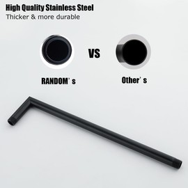 RANDOM 16 Inch Shower Arm with Flange,Stainless Steel 90 Degree Rain Shower Head Extension Arm,Wall-Mounted Shower Head Arm for Fixed Shower Head,Matte Black.RD91078-16MB