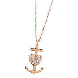 DOOSTI Women's Necklace with Pendant Cross/Heart/Anchor 925 Silver Rose Gold Plated