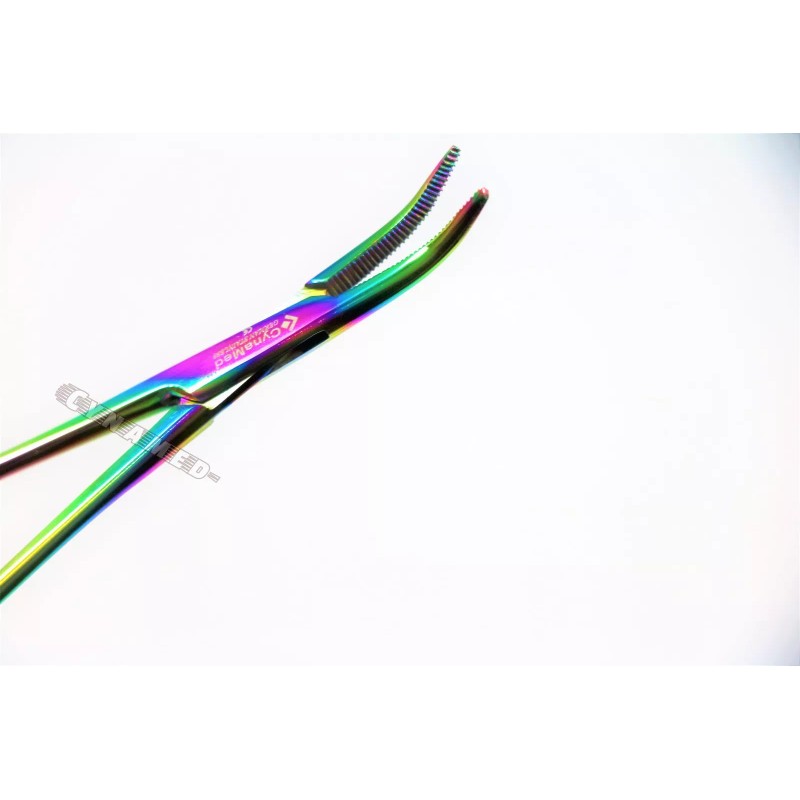 CYNAMED CURVED MOSQUITO FORCEPS 5" HEMOSTAT MULTI-COLOR GERMAN HIGH GRADE
