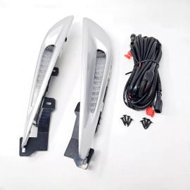 KINSTECH For 2019-2022 Prius LED Fog Light w/ Dual Color DRL Signal Silver Bezel Wires