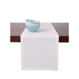 Solino Home Medium Weight Linen Table Runner - 100% Pure Linen - 14 x 90 Inch, White