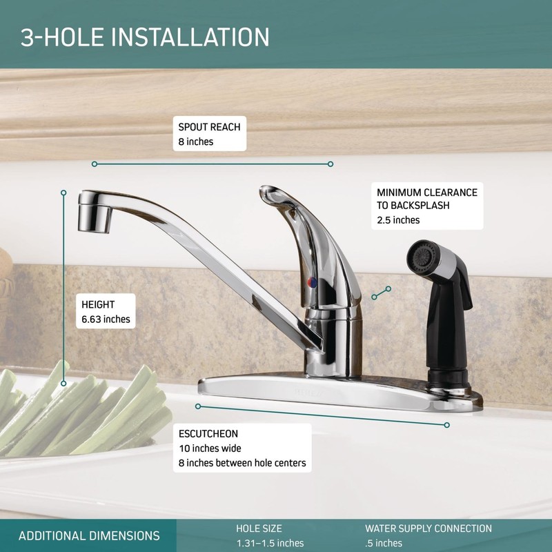 Peerless Single-Handle Kitchen Sink Faucet with Integrated Side Sprayer, Chrome