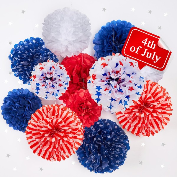 SUNBEAUTY 4th of July Memorial Day Decorations Patriotic Tissue Paper