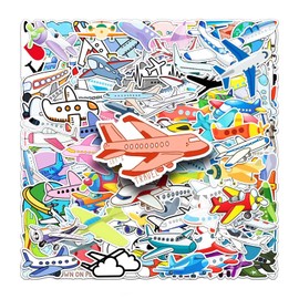 100 Pcs Plane Vinyl Stickers,Airplane Graffiti Stickers,Vinyl Waterproof Decals for Kids Teens Girls,Phone Laptop Bottles Skateboard Computer Phone Luggage Guitar Gifts