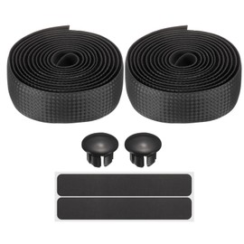 sourcing map Bike Handlebar Tape PU EVA Carbon Fiber Soft Bicycle Bar Tape with End Plugs for Road Cycling Folding Bicycles Enhance Bike Grip, Black