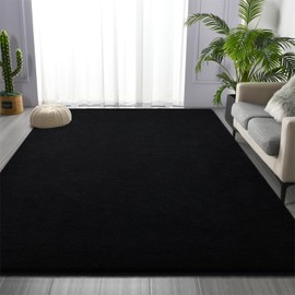 Area Rugs for Living Room Bedroom, 4 x 6 Ft Non-Slip Modern Area Rug, Soft Thickened Memory Foam Rug, Comfy Minimalist Indoor Carpet for Boys Girls Room Nursery Dorm Home Decor, Black