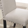 Biony Tan Fabric Counter Height Stools with Nailhead Trim, Set
