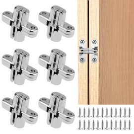 MILYARD 1-3/4" Hidden Hinges for Cabinet Doors – 180 Degree Invisible Cross Swing Hinges with Screws, Zinc Alloy Concealed Frameless Cabinet Hardware for Folding Door, Cupboard & Wooden Box (6Pcs)