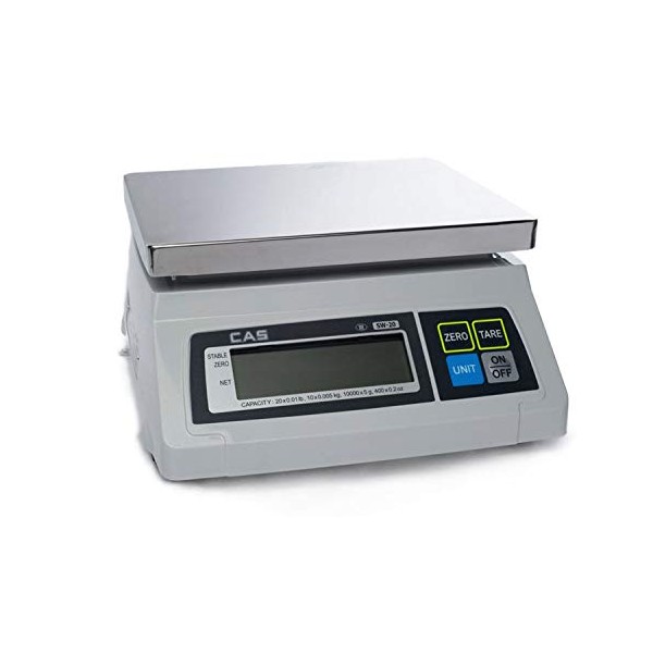CAS SW-10 Food Service Scale, 10 x 0.005 lbs, Kg/g/Oz/Lb Switchable, Single Display, Legal for Trade