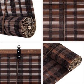 Bamboo Wooden Roll Up Blinds, Natural Bamboo Roll Up Blinds for Windows, Light Filtering Bamboo Blinds for Doors Indoor Outdoor Home Patio Porch (30''W X 72''H)