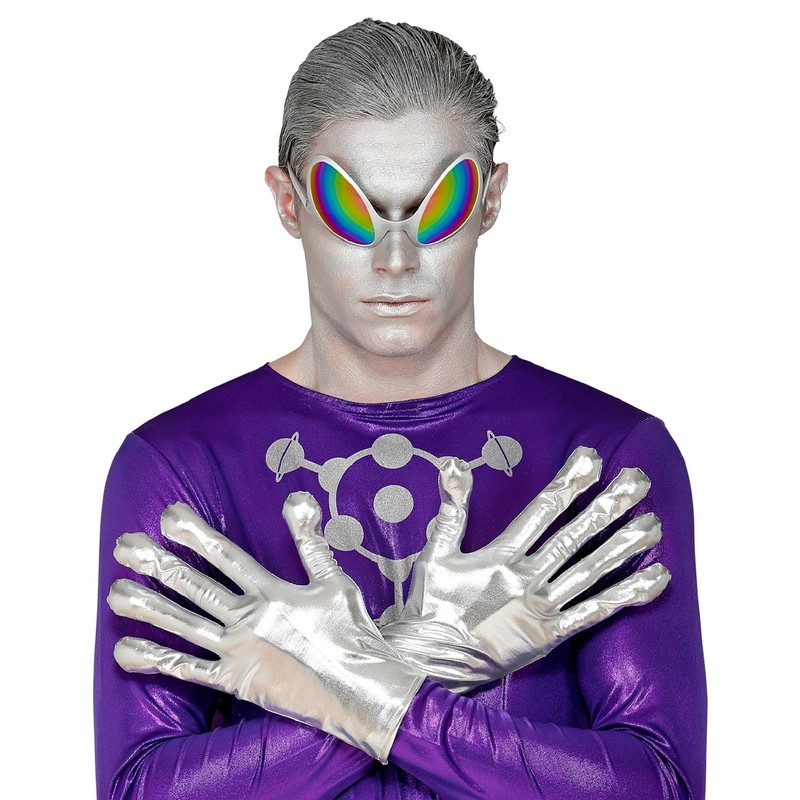MIMIKRY Alien Gloves Silver Metallic Alien Sci-Fi Space Galaxy Science