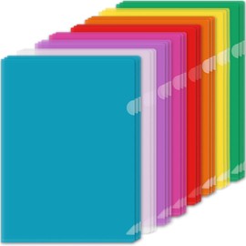 POPSFL Clear File, A5, Clear Holder, 8 Colors, 24 Pieces, Clear, Red, Pink, Blue, Yellow, Green, Orange, Purple, Document Organizing, Document Storage, Document Protection, Portable