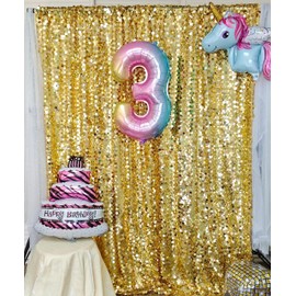 Large Payatte Sequin 18MM Sequin Backdrop Drapes Curtains Panels,Gold 9FTx8FT Backdrop for Thanksgiving Weeding Home Party Decoration Supplies (Light Gold)