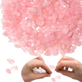 XIANNVXI 400 Pcs Drilled Rose Quartz Beads for Crafting,Pink Gemstone Beads Chip Beads Craft Beads for Jewelry Making,5-8mm Irregular Natural Tumbled Stone Beads Loose Beads Pink Beads for DIY