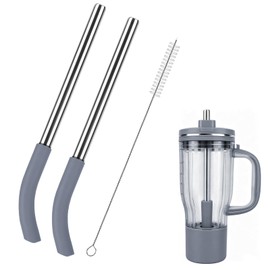 2Pcs Replacement Metal Straws for Ninja BlendBOSS