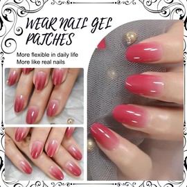 24 Pcs Press On Nägel Kurz, Eckige Künstliche Fingernägel zum Aufkleben, Acryl Press On Nails French, Full Cover Künstliche Nägel für Frauen und Mädchen (Rotverlauf)