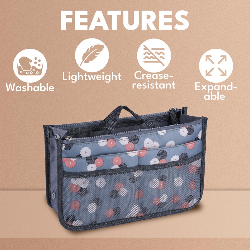 JJ PRIME - Multi Compartment Bag Handbag Insert | Expandable