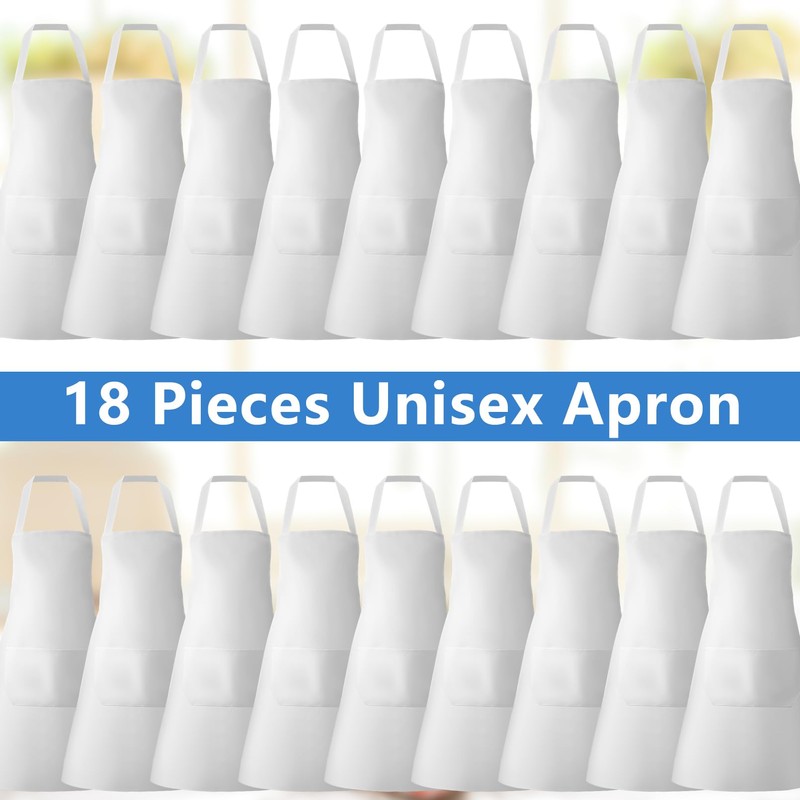 Bgtecho18 Pack Bib Apron,Aprons Bulk with 2 Pockets,Apron Bulk for