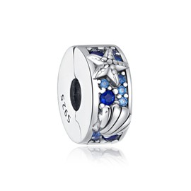 Alstiva Animal Rabbit Four-Leaf Clover Charm, 925 Sterling Silver, 5A Cubic Zirconia, Charm Bead Pendant for European Bracelets, Necklaces, Jewellery Gift for Women, Sterling Silver, Cubic Zirconia