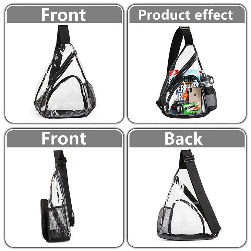 AIMALL Clear PVC Crossbody Backpack, Waterproof Adjustable Shoulder Strap Bag,