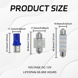 Hirificing 24PCS LED Interior Car Lights, Interior Car Lights Dome Light Set T10 31 mm 42 mm Replacement Bulbs for Top Map Dome Tail Cab Lights and License Plate Courtesy Lights Accessories (Blue)