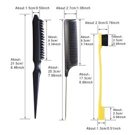 Crochet Hook for Hair Tool Set with 2 Pcs Crochet Needle, 1 Pc Edge Brush, 1 Pc Pointed Comb, 1 Pc Teasing Brush and 2 Pcs Alligator Hair Clips for Hair Braid Extensions