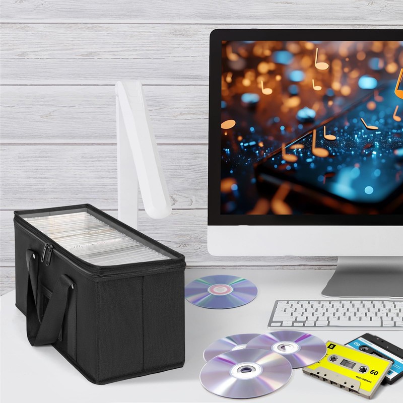 AKOZLIN 4-Pack CD Storage Box CD Case Holder with Transparent