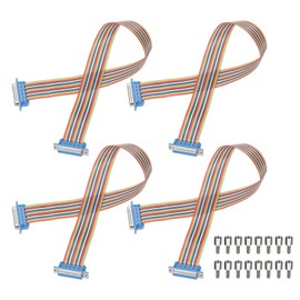 sourcing map 4 Pcs IDC Serial Cable Rainbow Wire Flat Ribbon Cable DB25 Male to DB25 Female 19.7 Inch Length 2.54mm Pitch Breadboard Jumper Wires for Electronic Projects
