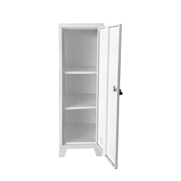 Office Steel Filing Standing Cabinet, Garage Metal Storage Cupboard Locker Tool Cabinet 1 Door 3-Tier Adjustable Shelves (White1)