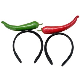 FRCOLOR - Diadema de 2 piezas para cabello trenzado, diadema de princesa, decoración de verduras, cabeza de chile, diadema de pimienta, accesorio para fiesta, decoración de pimienta